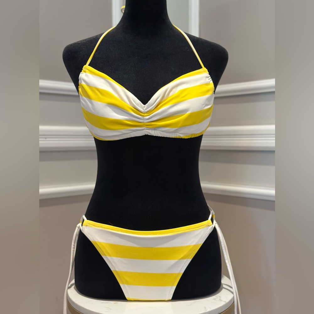 Victoria's Secret Yellow and White Striped Bikini